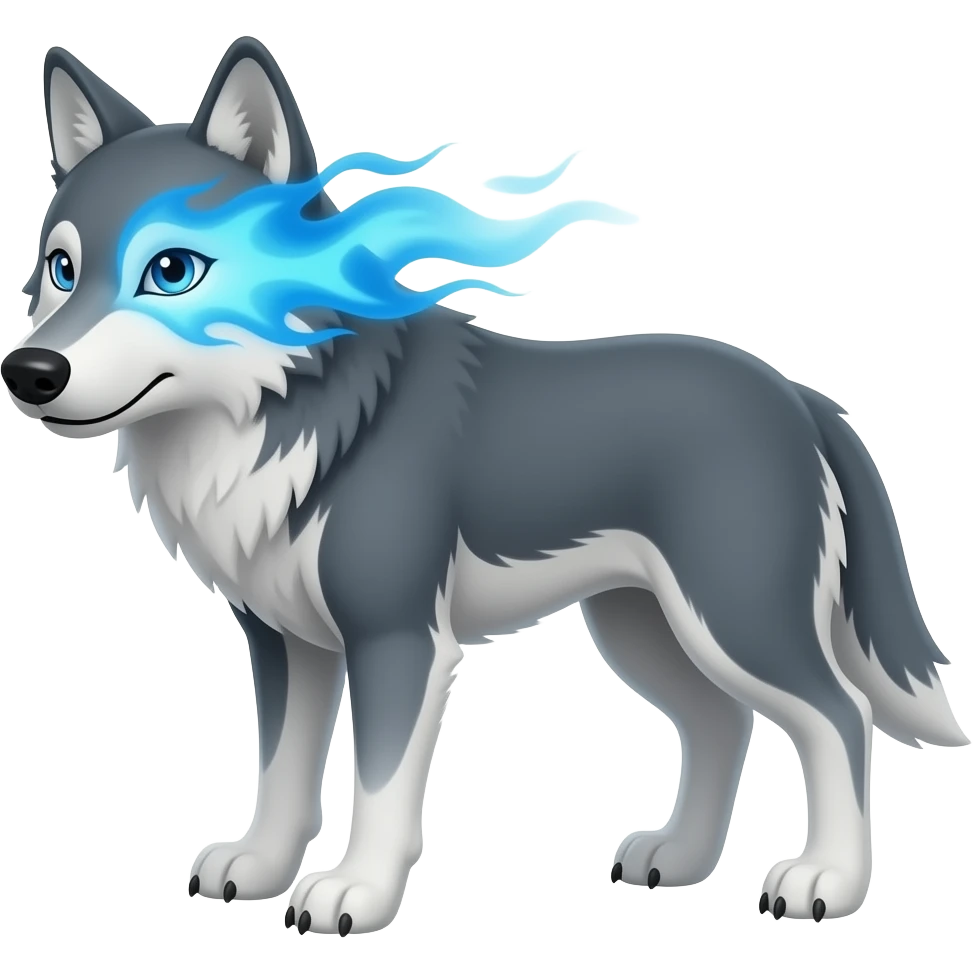 Wolf with blue flames coming out of it’s eyes emoji