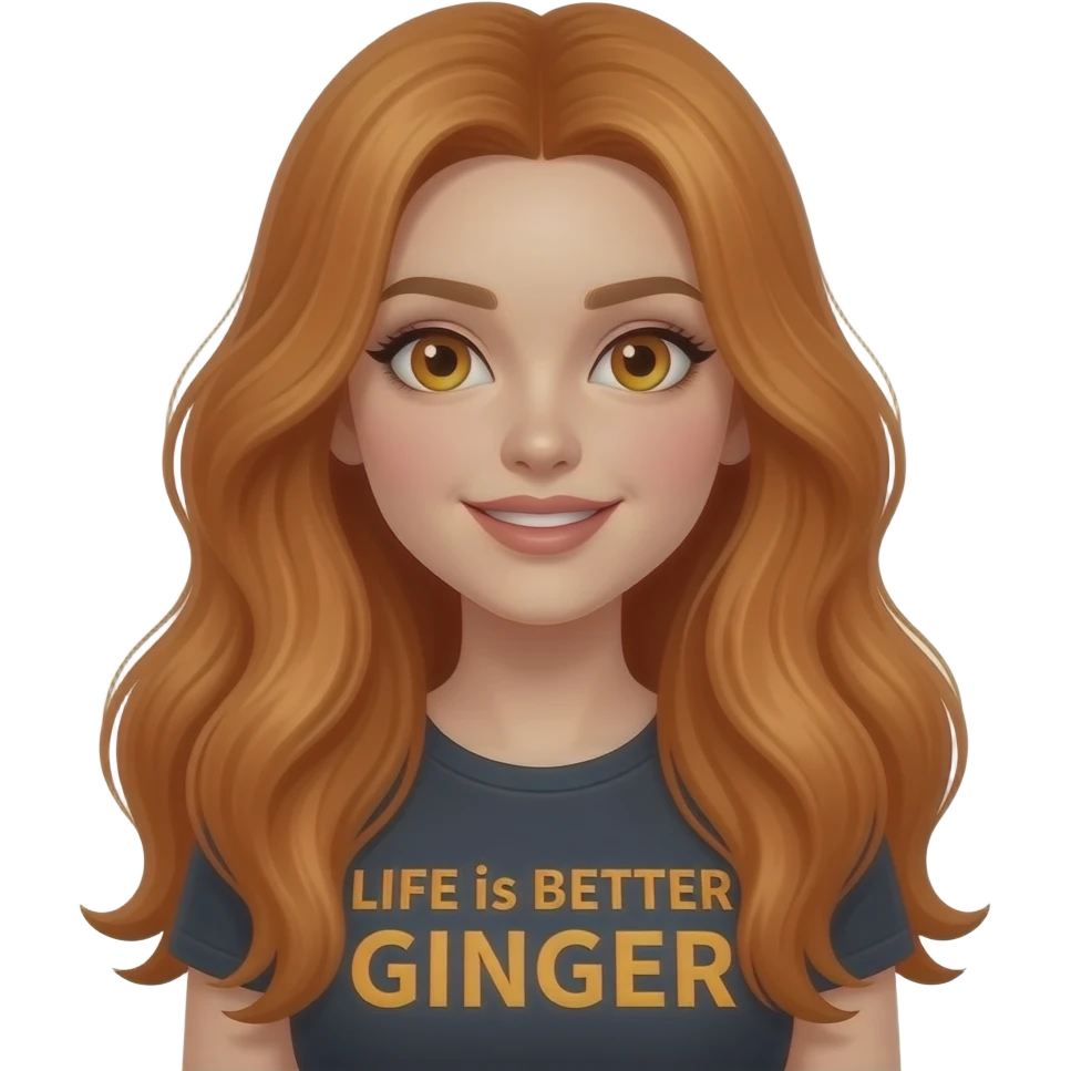 sexy girl with overlong ginger hair and ginger eyes a top with LIFE is BETTER with a GINGER written on it emoji