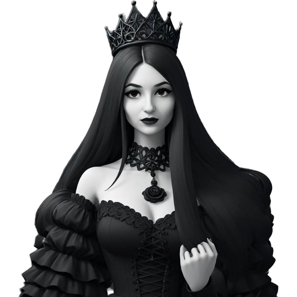 gothic girl in monochrome dress emoji