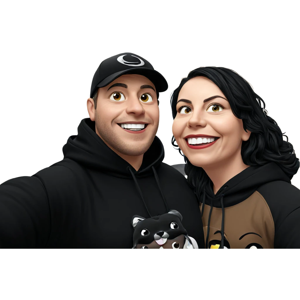 smiling duo with black hoodie emoji