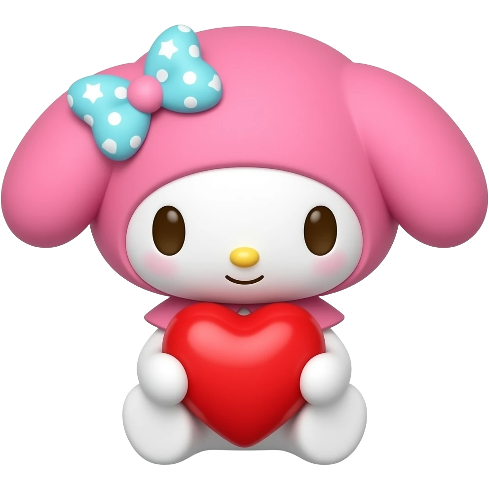 My Melody Sanrio holding a red heart emoji