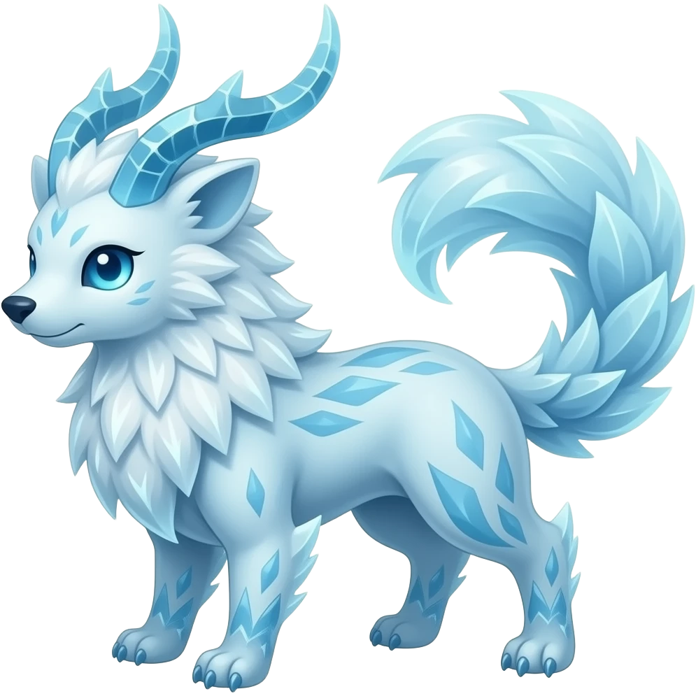 elemental icy floral ethereal glacial Axew-Rufflet-Brionne-Celebi-Pokémon-Fakémon-hybrid-creature emoji