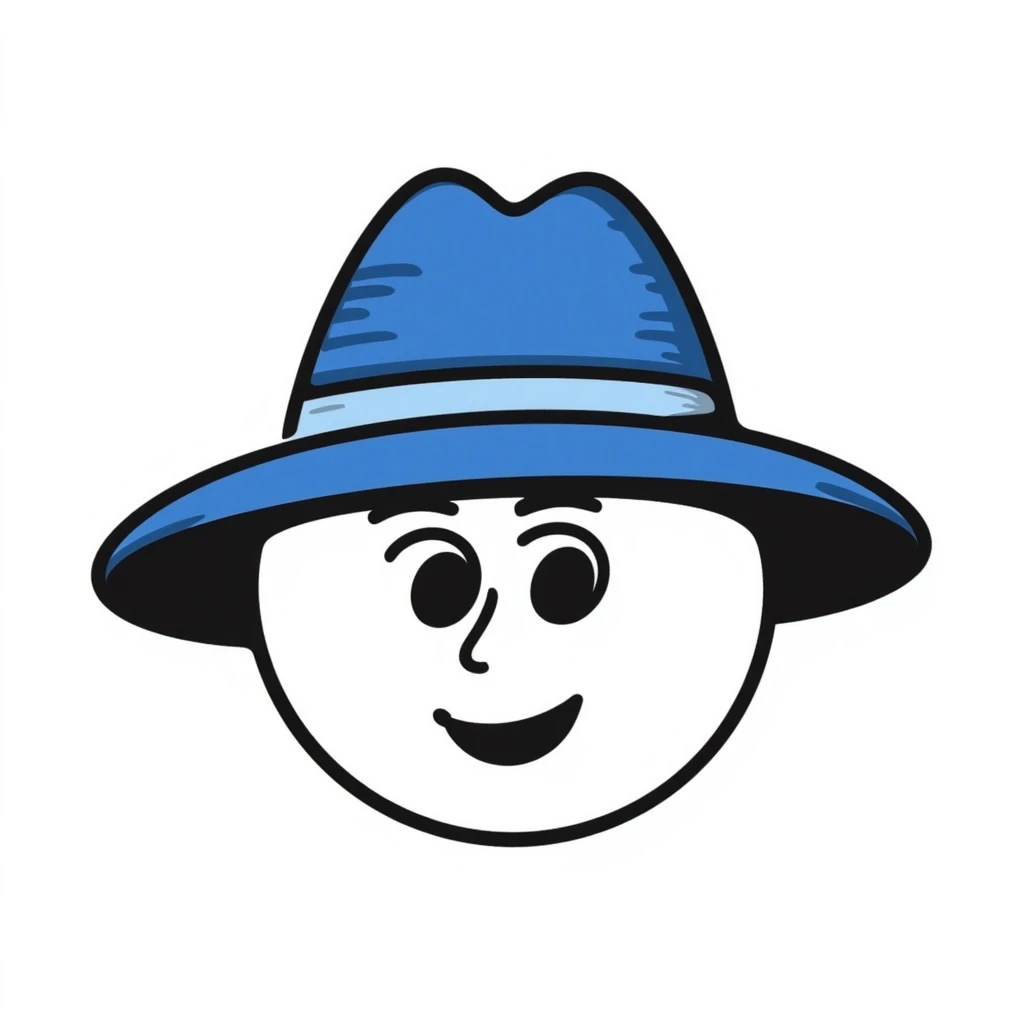 emoji head in blue panama hat emoji