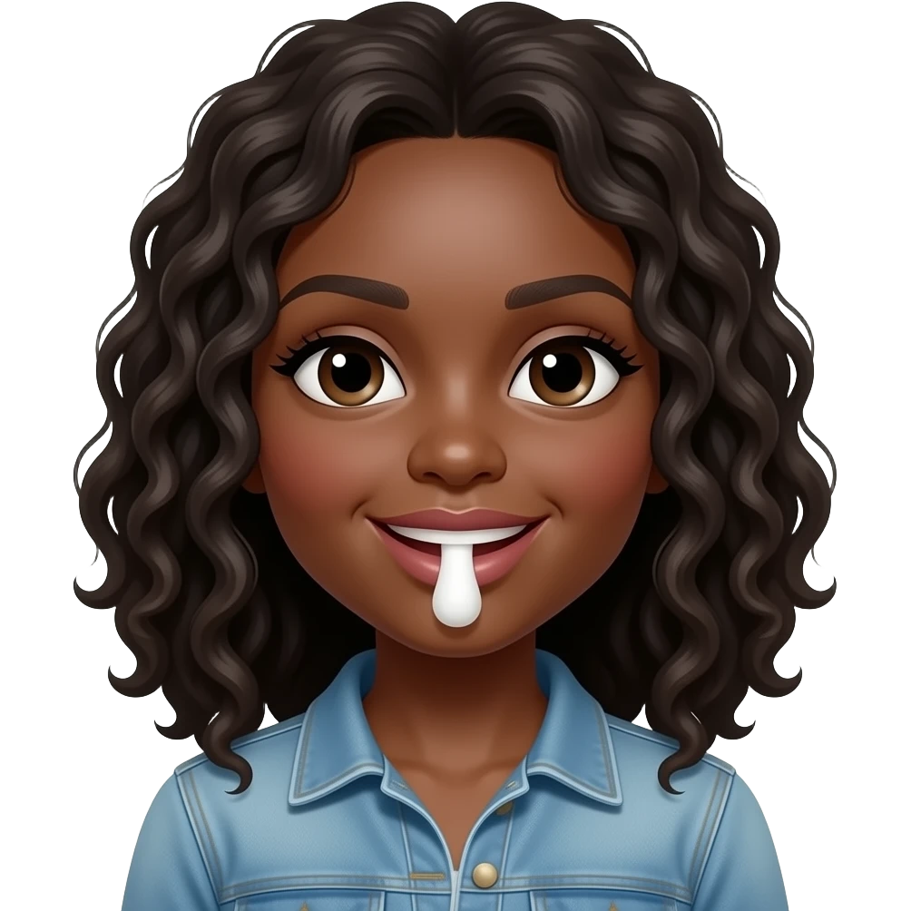 Black woman fellatio white phallus. emoji