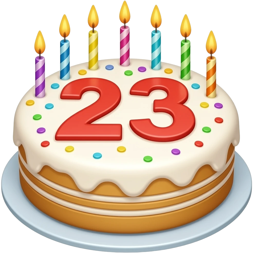 Birthday cake with 23 emoji