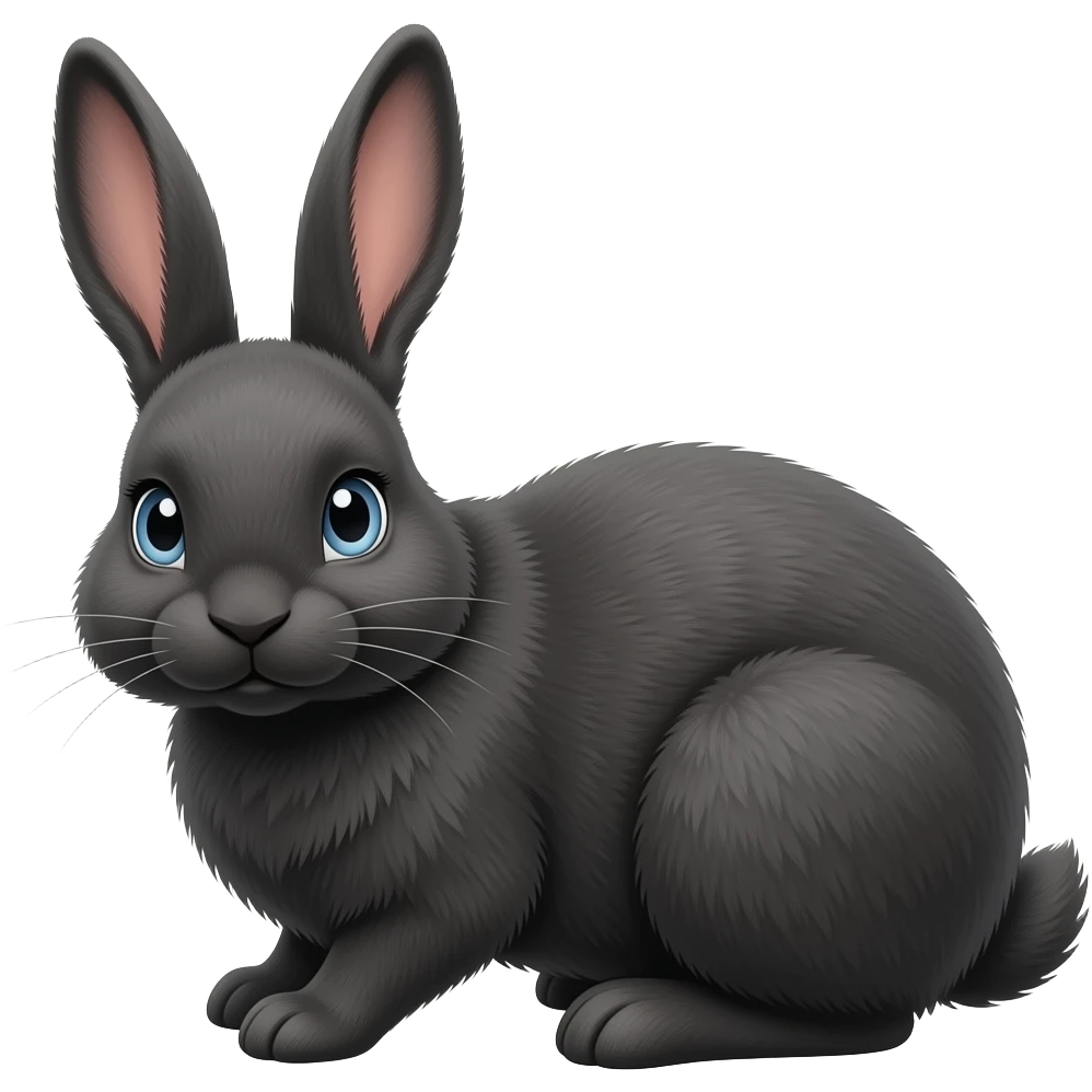 Black bunny with grey/blue eyes emoji