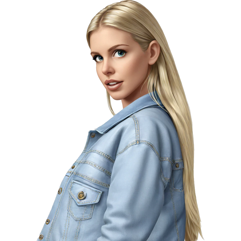 blonde girl in denim jacket emoji