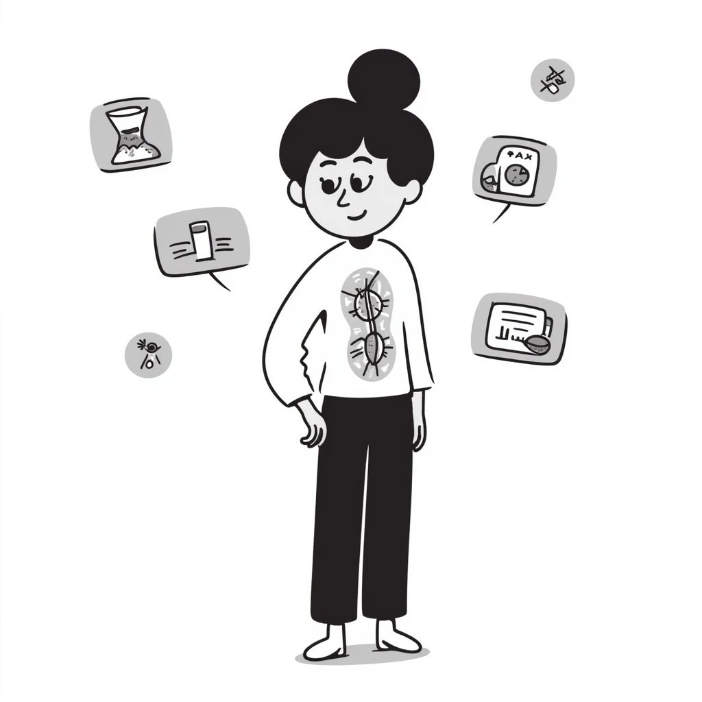 Sketch of future human with neural implants, digital aura, and floating tech interfaces emoji