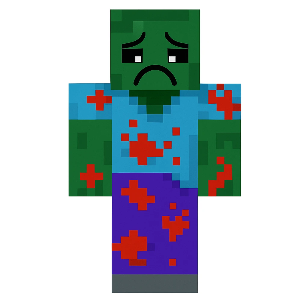 Edit the character in the reference image to have a sad expression while keeping the original style, outfit, and colors exactly as in the reference image. emoji