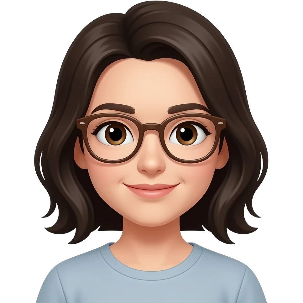 Una chica con lentes morenita pelo lasio emoji