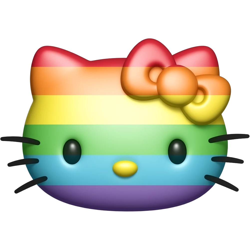 hello kitty face 3d raimbow shadow emoji