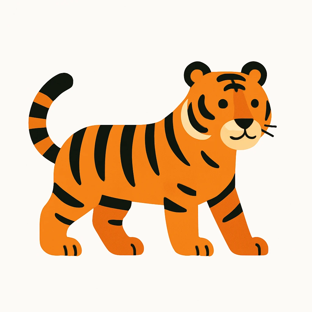 flat design style tiger white background emoji
