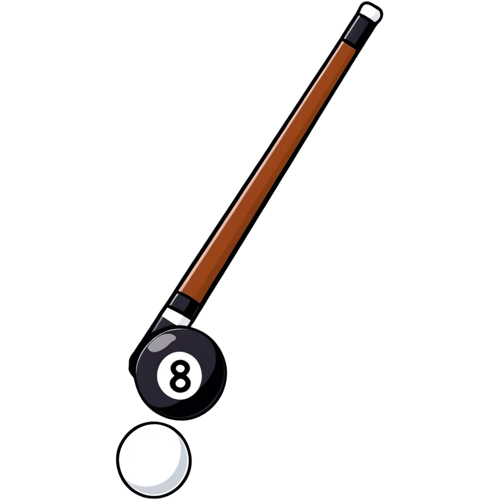 pool cue stick and 8 ball emoji