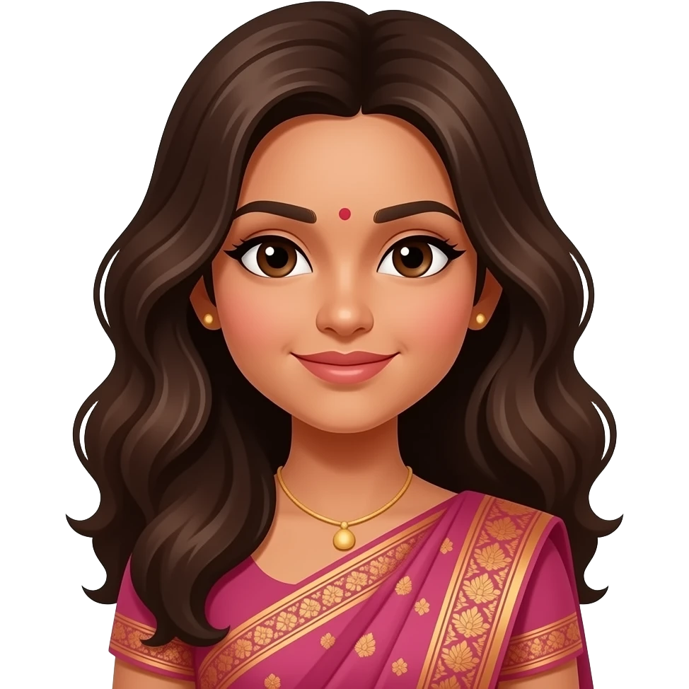 Indian woman with wavy hair emoji