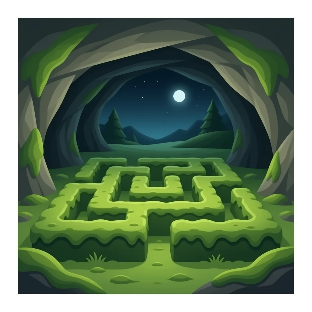 A small compacted maze of Moss cramped moss cave roof caves emoji