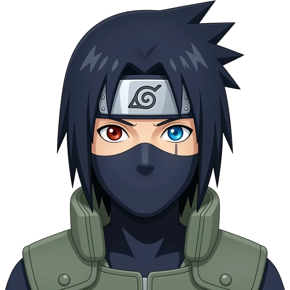 Sasuke uchiha just like the in naruto anime with the sharingan emoji