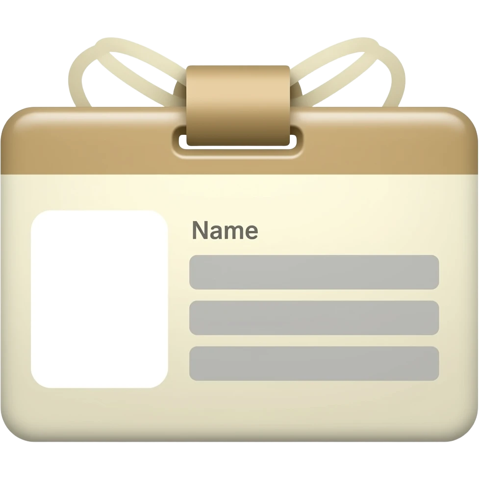 id card name only no photo cream color emoji