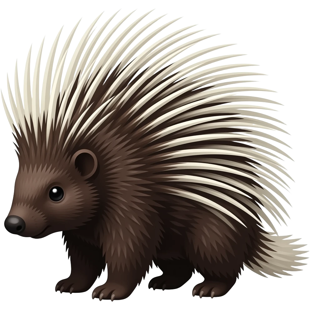 african porcupine with long white brown pricks emoji