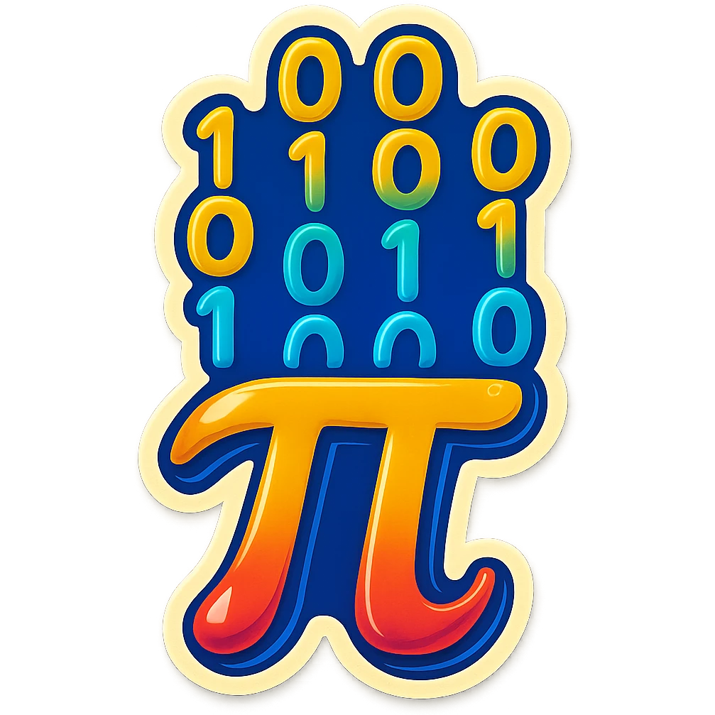  combine the π (pi) math symbol, binary code emerging from it. emoji