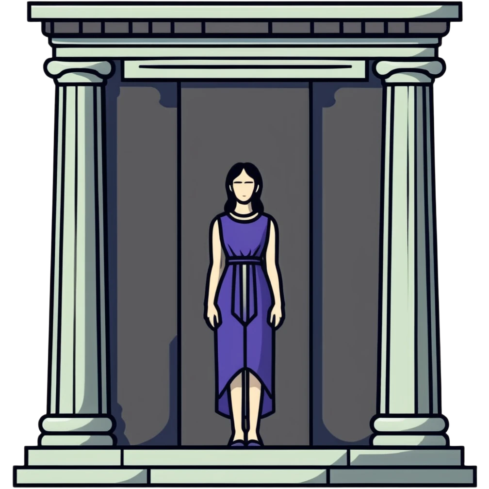 High Priestess tarot card with mysterious woman between two pillars emoji