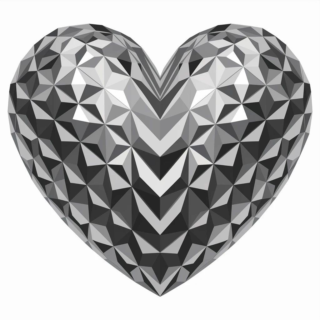 heart with a metallic silver finish emoji