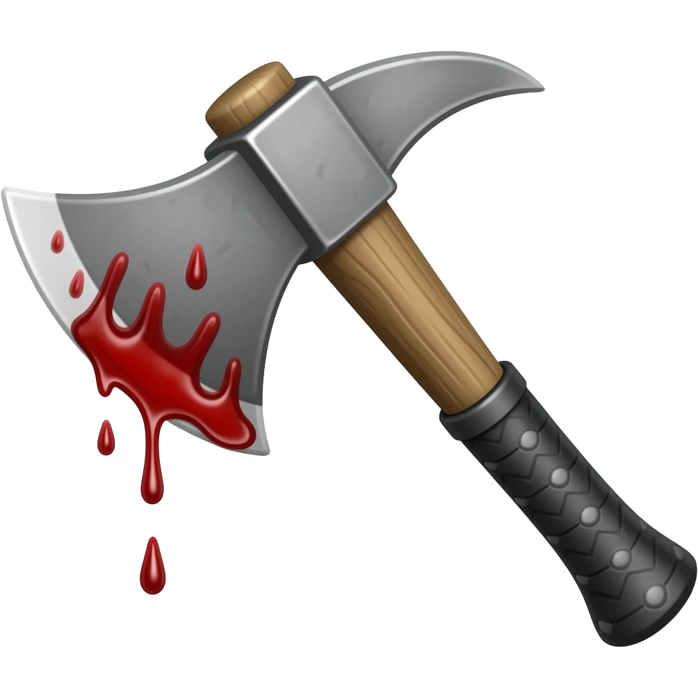emoji very sharp axe with blood dripping off it and a black handle single emoji