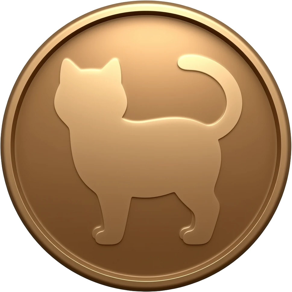 Emoji de uma moeda com um gato, moeda de bronze, 128 x 128 e sem fundo emoji
