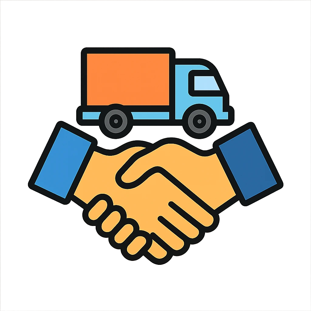 icon of a handshake with a delivery truck emoji