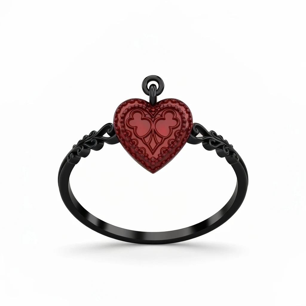 goth heart ring, cute, expressive, minimal, transparent background emoji