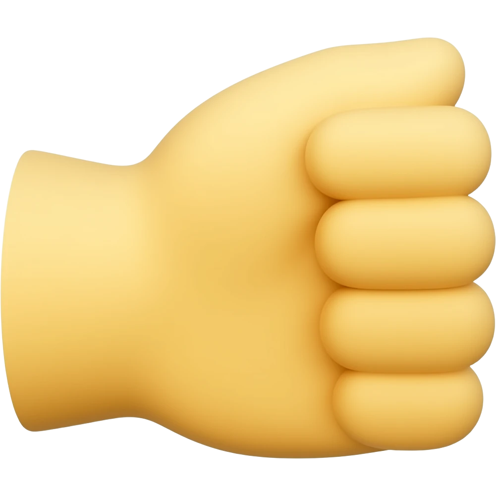 Generate a yellow emoji of a complete arm seen from the side in a neutral, relaxed position. The emoji should show the arm from shoulder to hand without flexing or emphasizing muscles. Use a bright golden yellow color. Keep the design simple, minimalist, and flat with smooth, rounded shapes. emoji