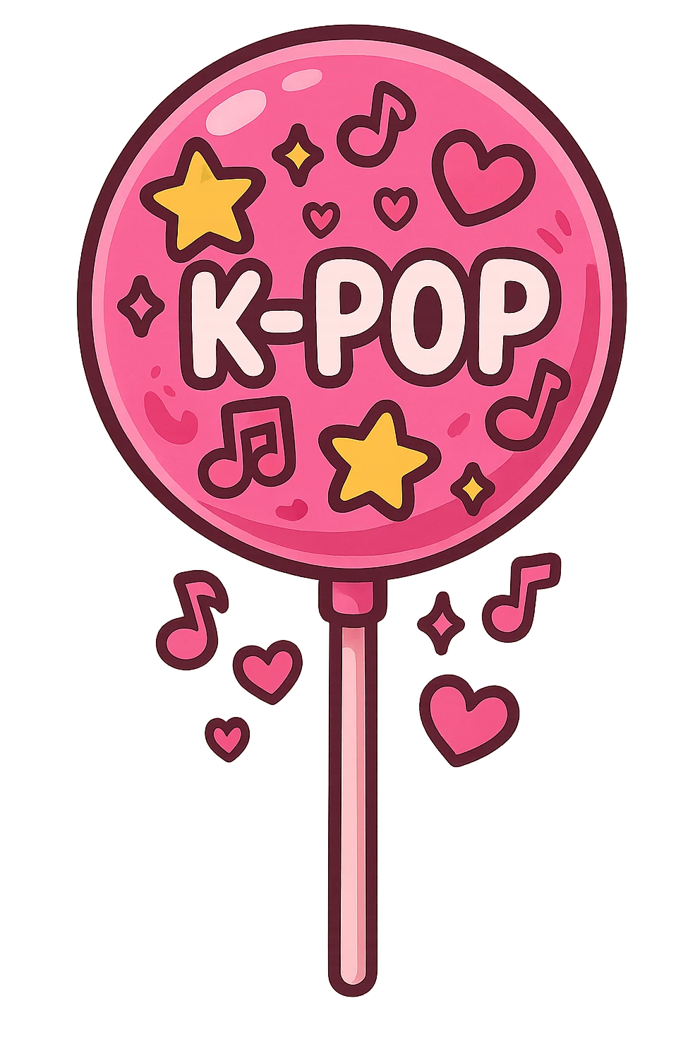 pink kpop fan lollipop, fun and sweet emoji