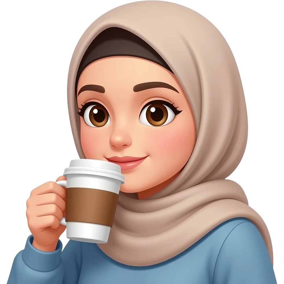 tesettürlü kahve içen kiz emoji