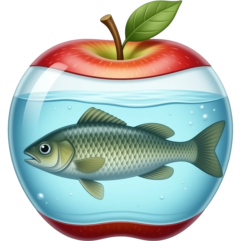 fish in water inside of an apple emoji