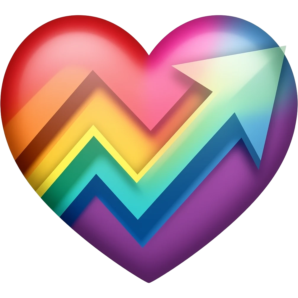 Progress heart red, orange, yellow, green, blue, violet, white, pink, light blue, brown, black emoji
