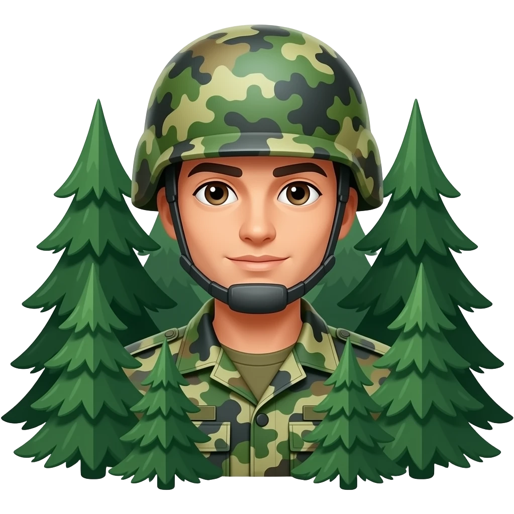 Marine in camo popping in the woods emoji