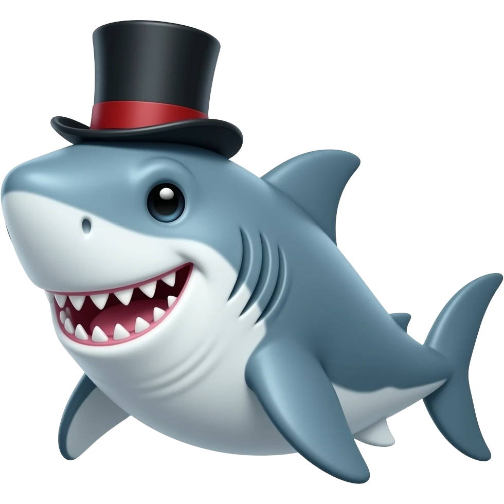 Shark with a top hat emoji