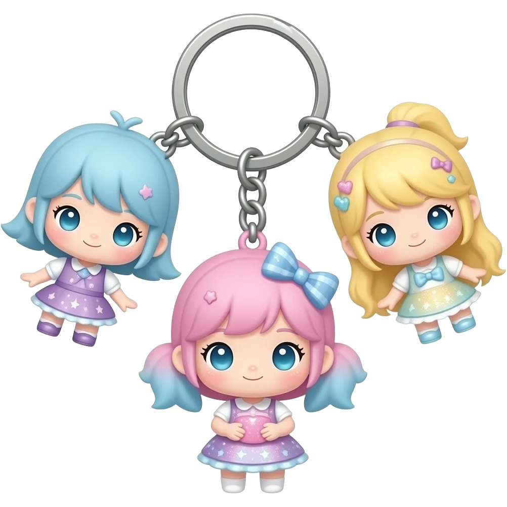 Pastel colored girly keychains emoji