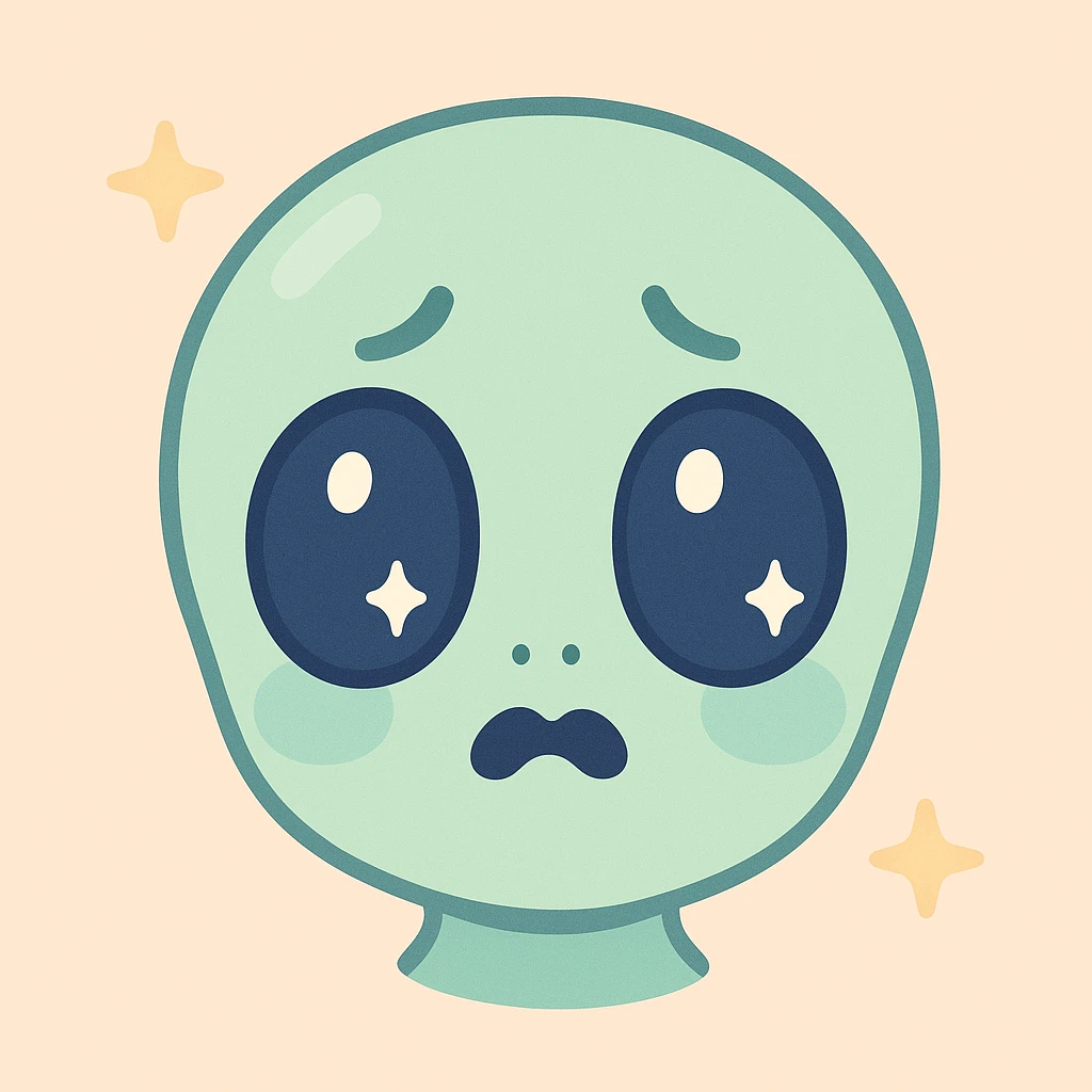 scared alien head, cute, kid-friendly emoji
