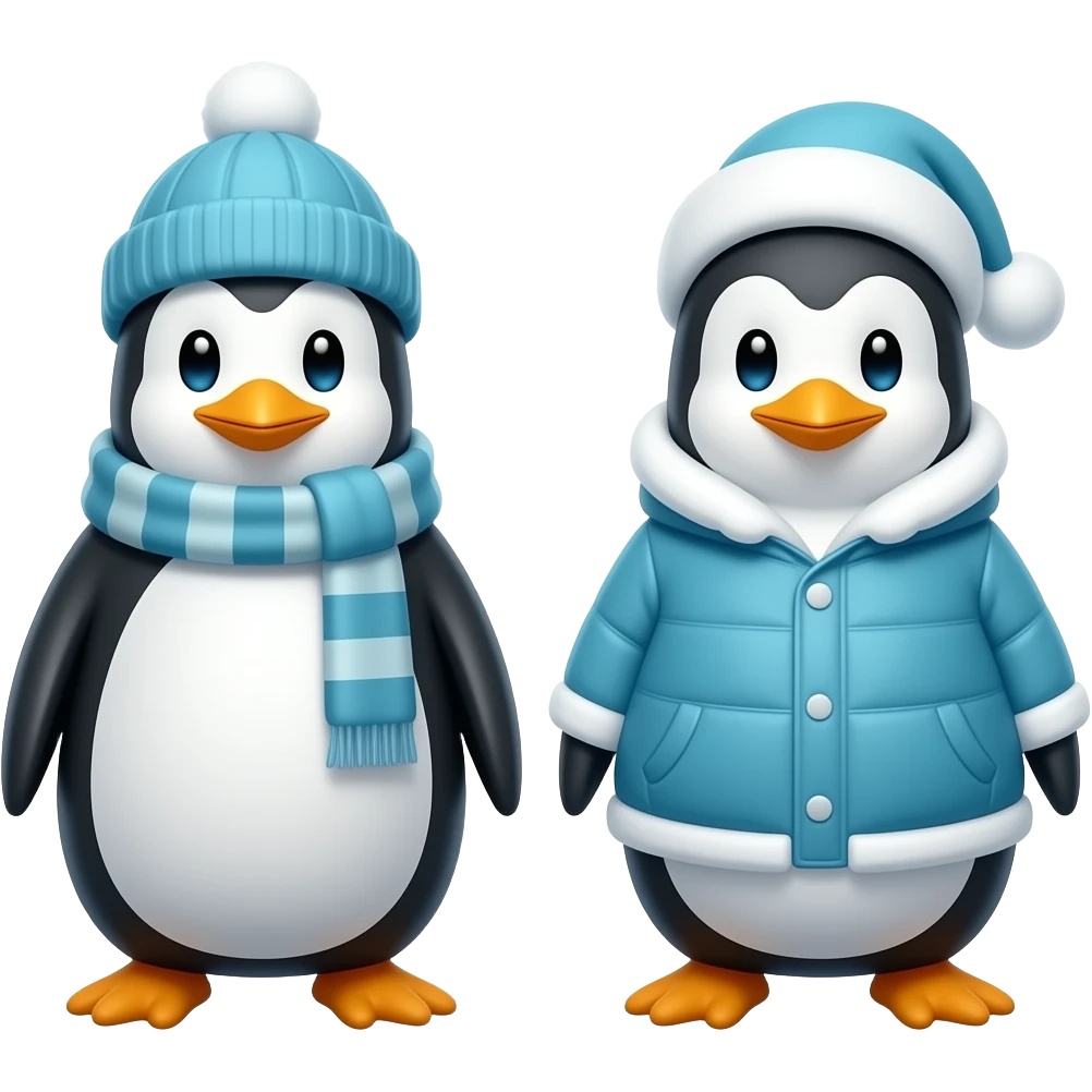 Penguins with Winter Clothes emoji