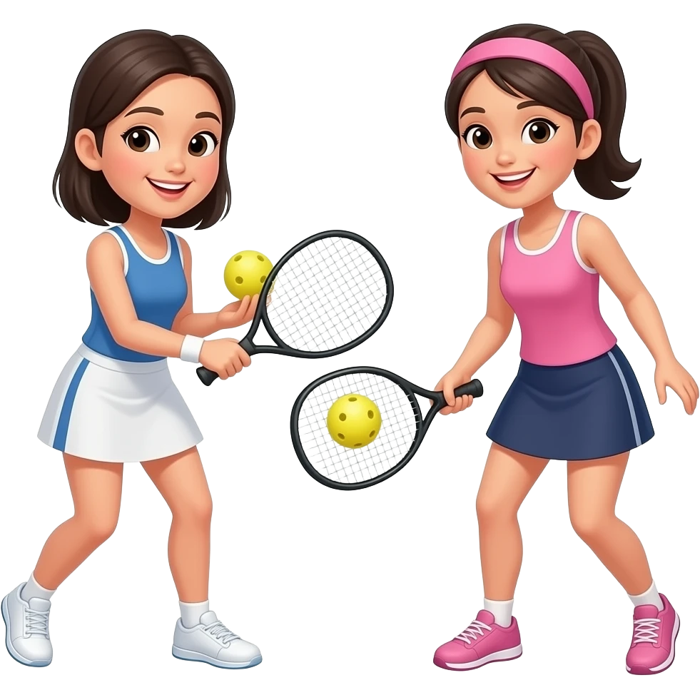 Pickleball asian ladies like this but holding paddle and all asian emoji