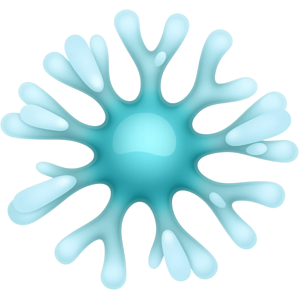 a turquoise blue nerve cell with 9 strands emoji
