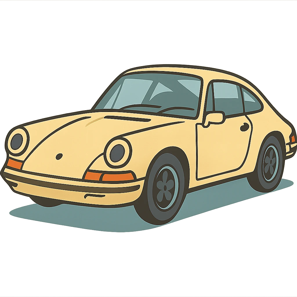 flat toon style old Porsche car emoji