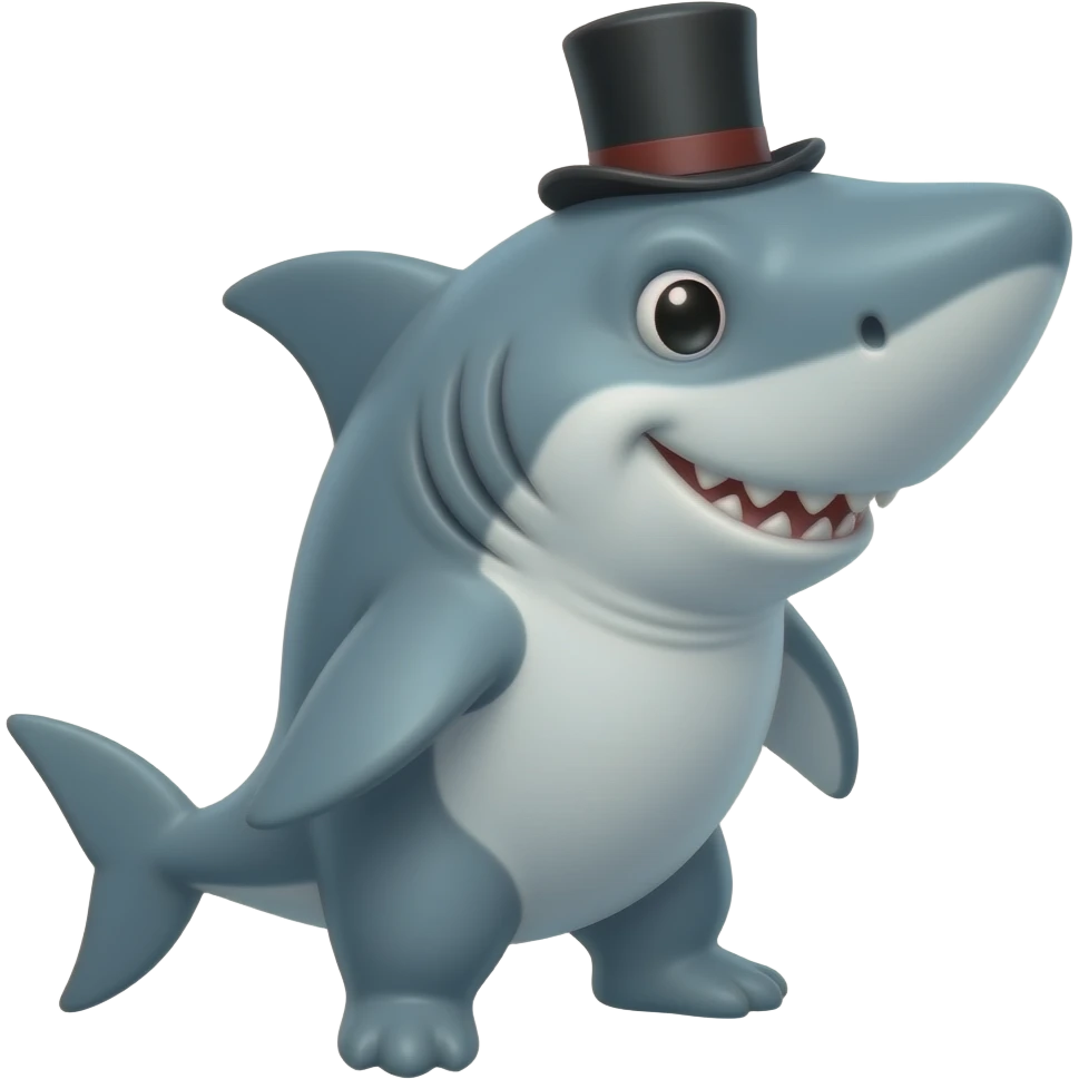 Shark with a top hat emoji