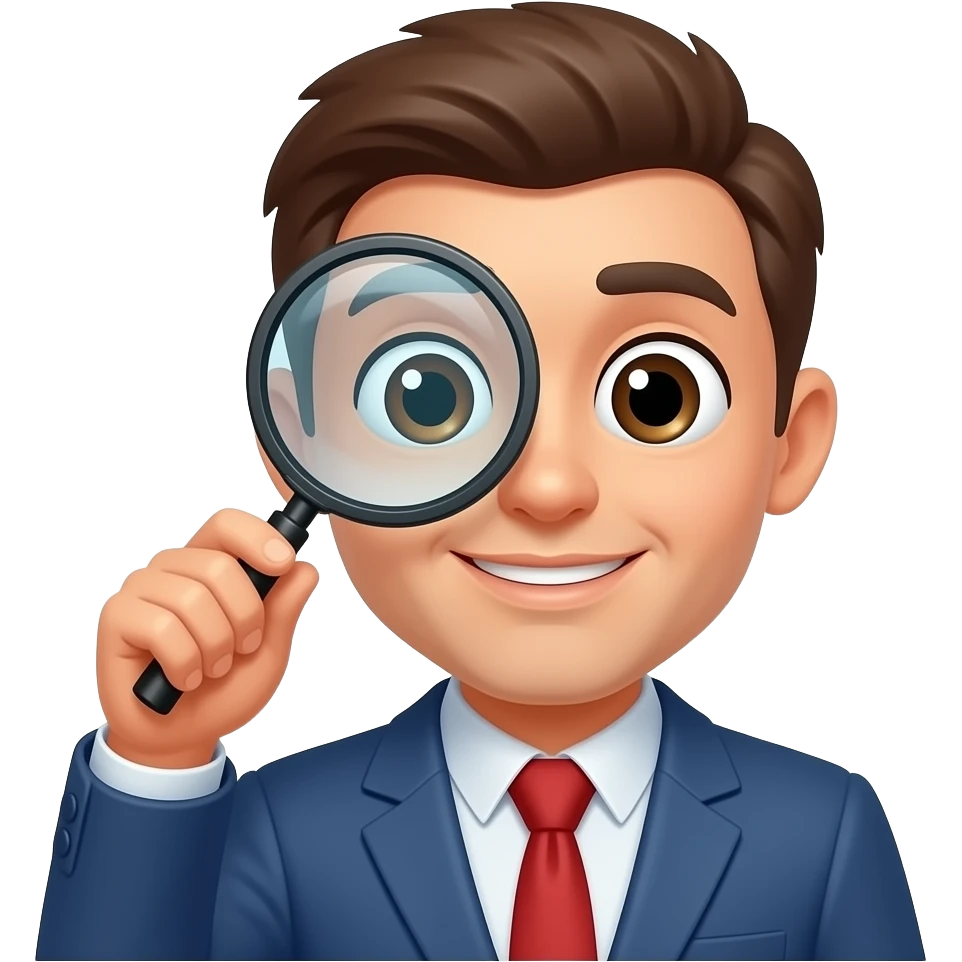 guy find something, with magnify emoji