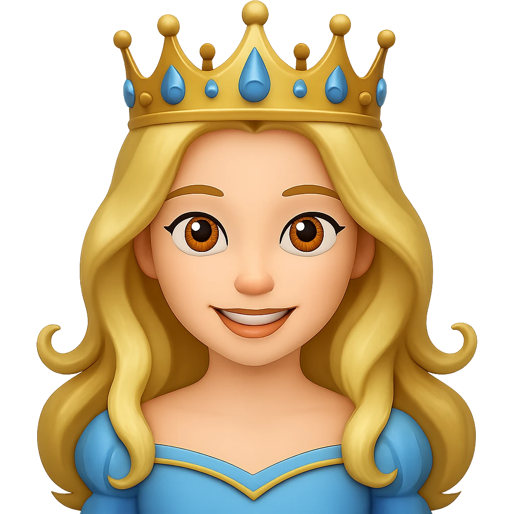 Add a crown to the princess, keep the style consistent with the original image, and maintain a transparent background. emoji