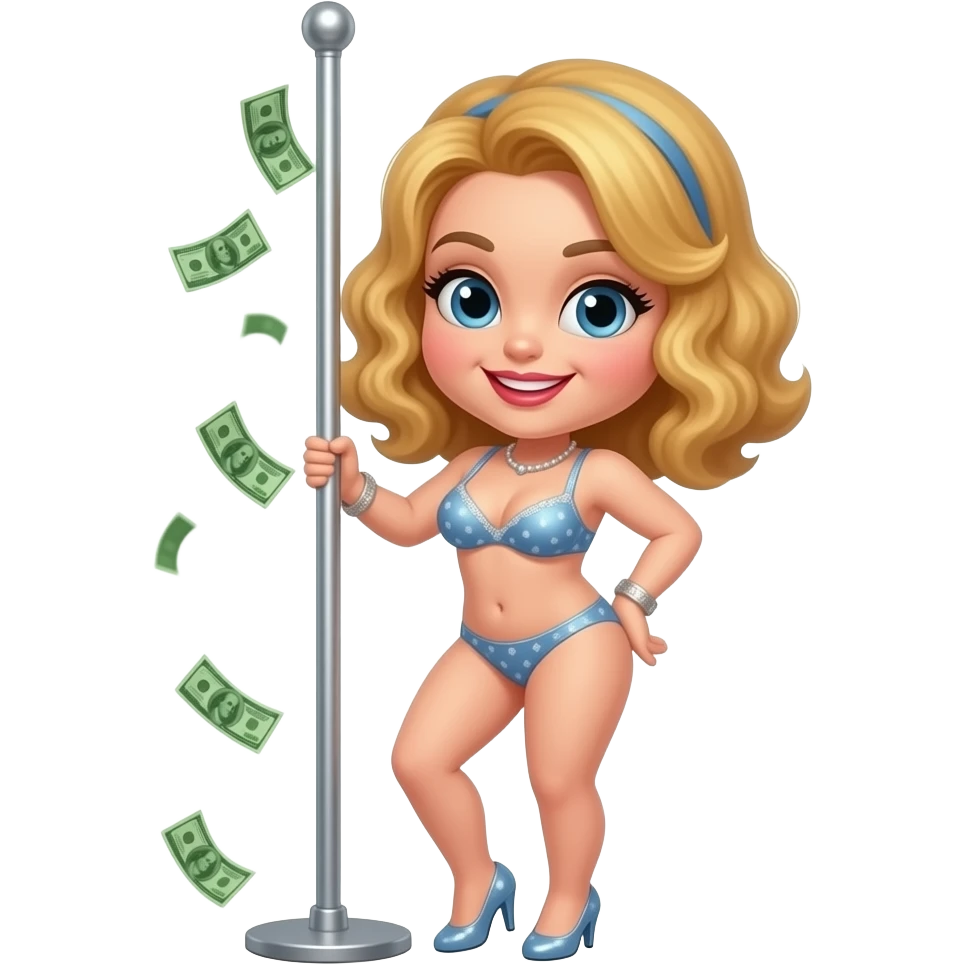 Sexy stripper dancing on a stripper pole with money and she has almost no clothes on on emoji