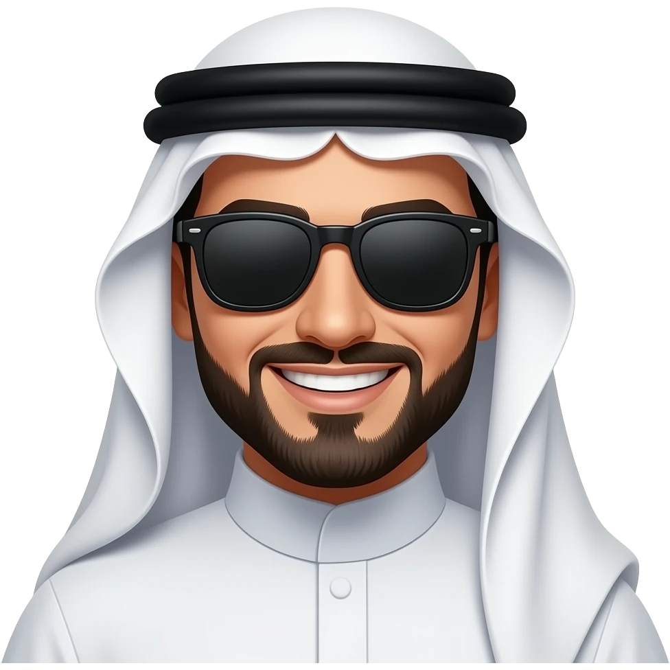 Árabe con lentes oscuros y sonriendo emoji