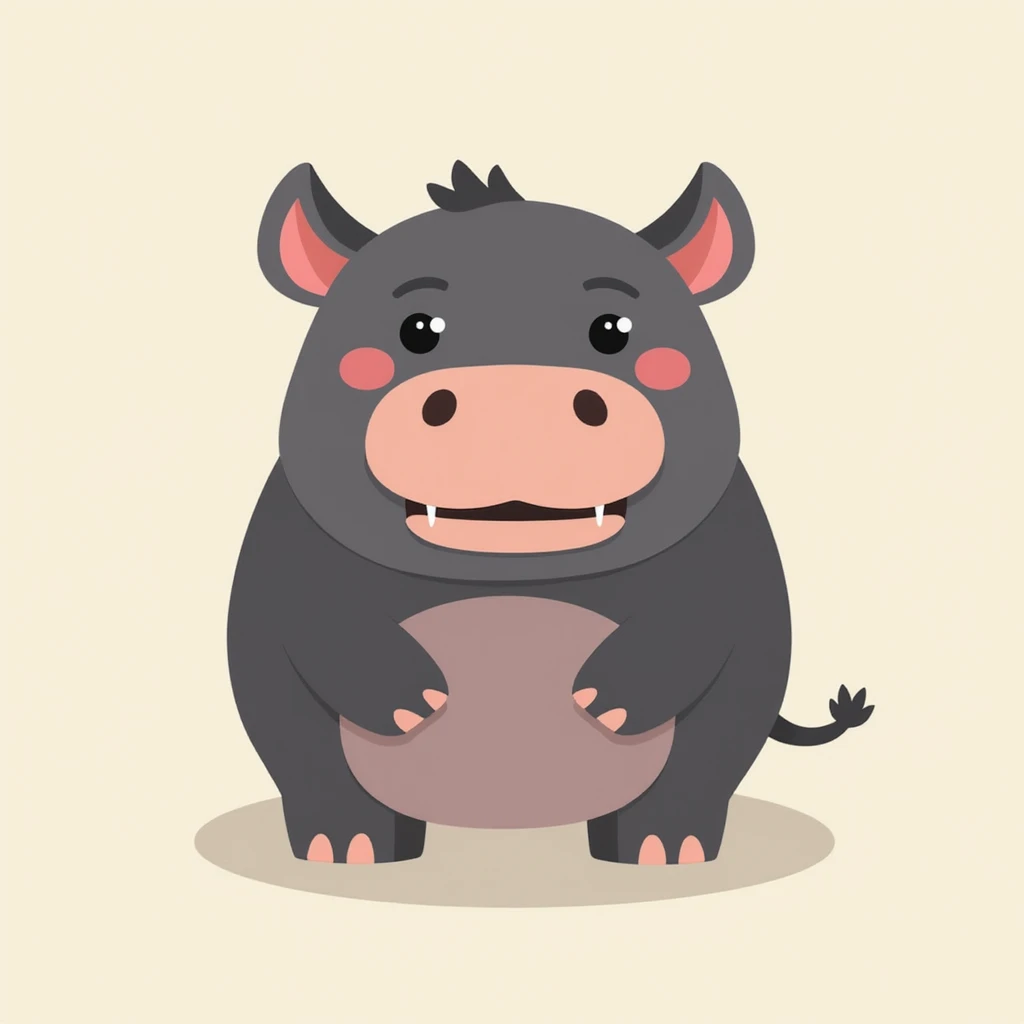 Flat design style hippo emoji
