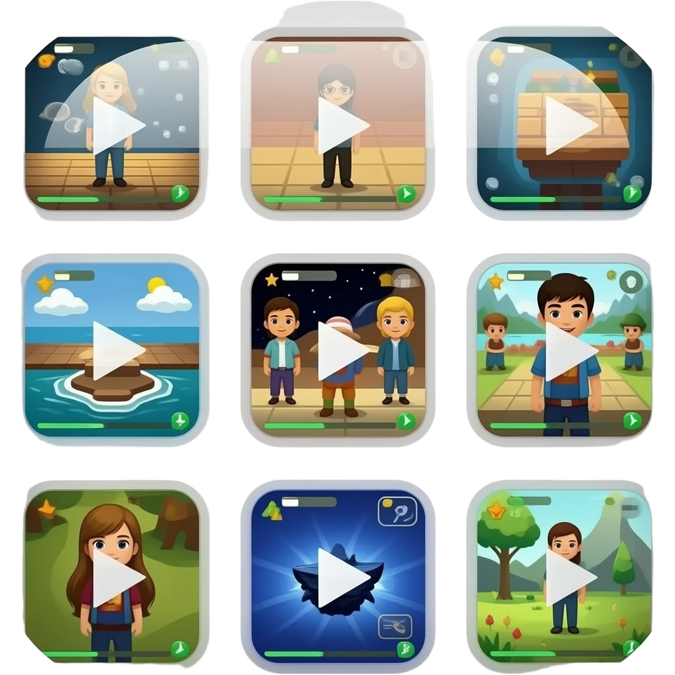 icone avec a l interieur des petite photo qui montre des screen de jeux video emoji