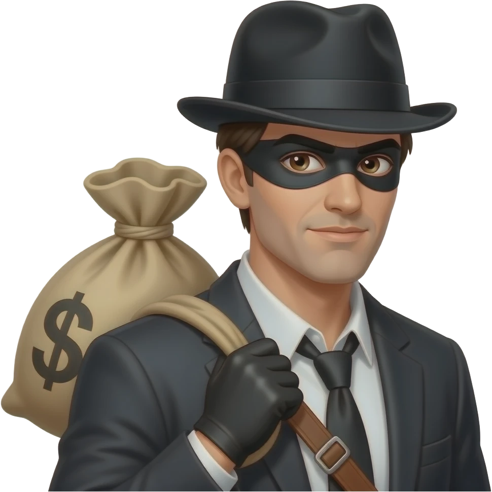 Bandit mit Geld Sack über Schulter emoji